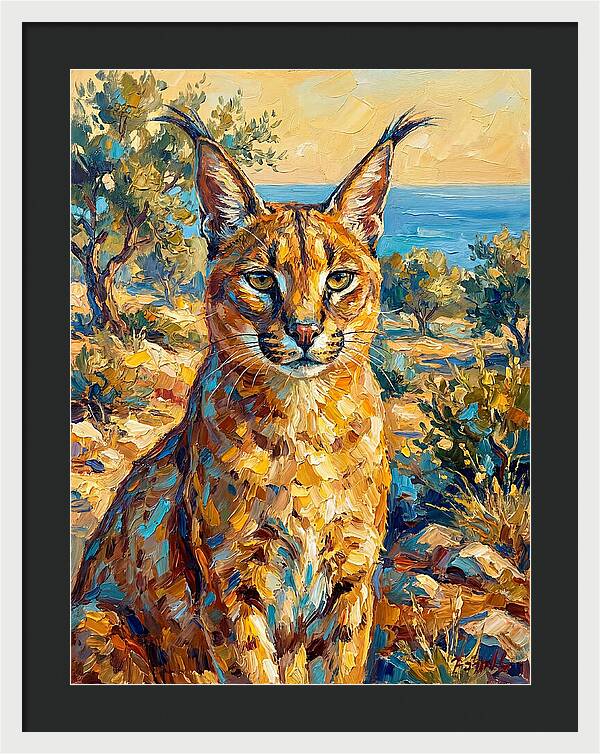 Caracal In Mediterranean Landscape