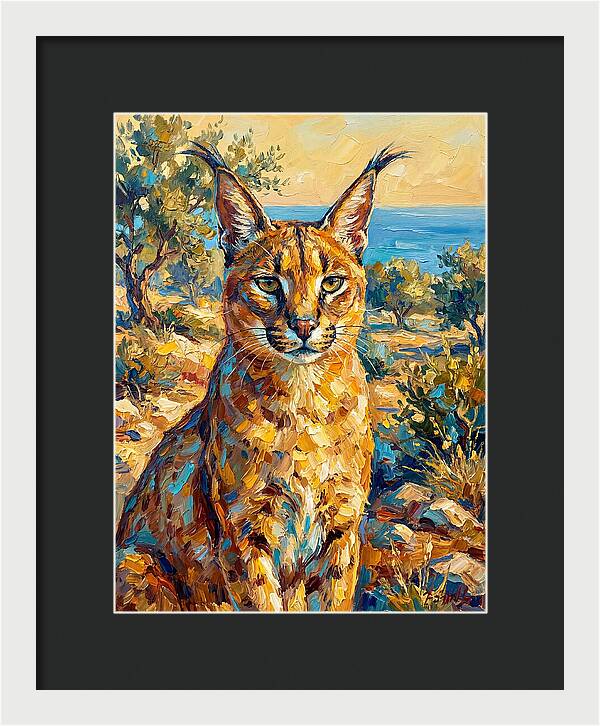 Caracal In Mediterranean Landscape
