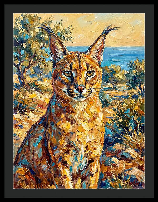 Caracal In Mediterranean Landscape