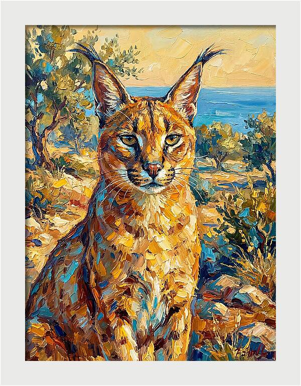 Caracal In Mediterranean Landscape
