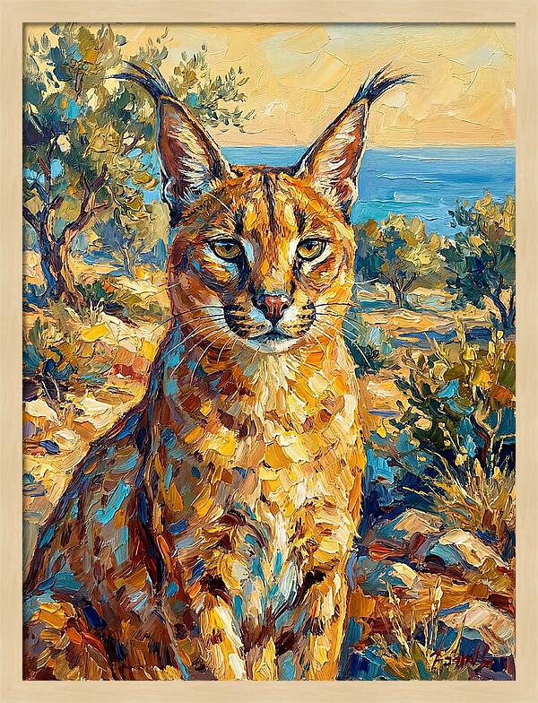 Caracal In Mediterranean Landscape