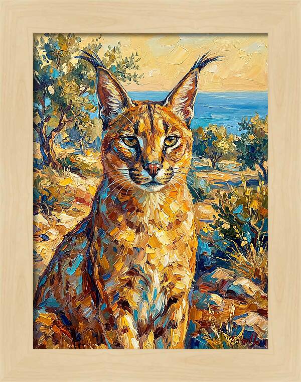 Caracal In Mediterranean Landscape