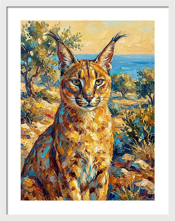 Caracal In Mediterranean Landscape