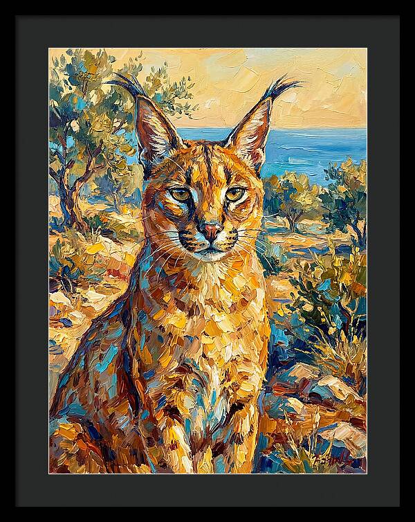 Caracal In Mediterranean Landscape