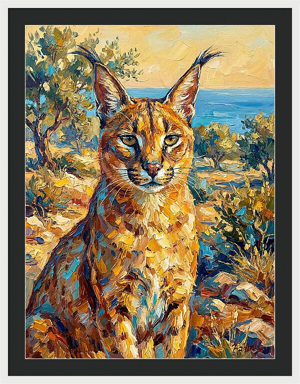 Caracal In Mediterranean Landscape
