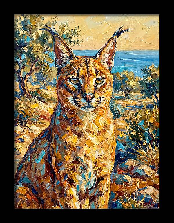 Caracal In Mediterranean Landscape