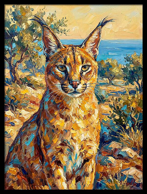 Caracal In Mediterranean Landscape