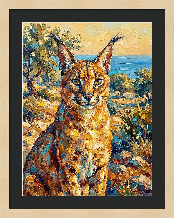 Caracal In Mediterranean Landscape