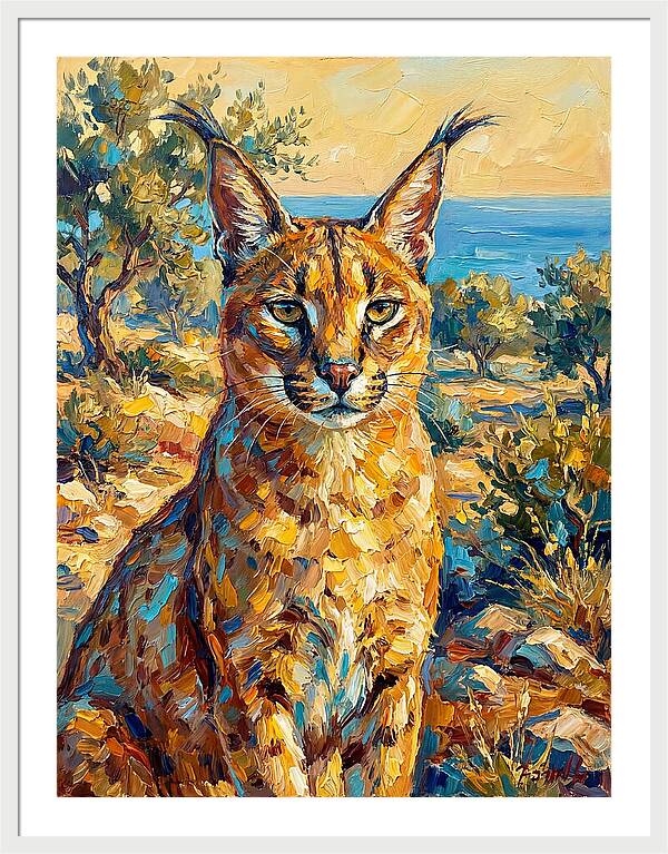 Caracal In Mediterranean Landscape