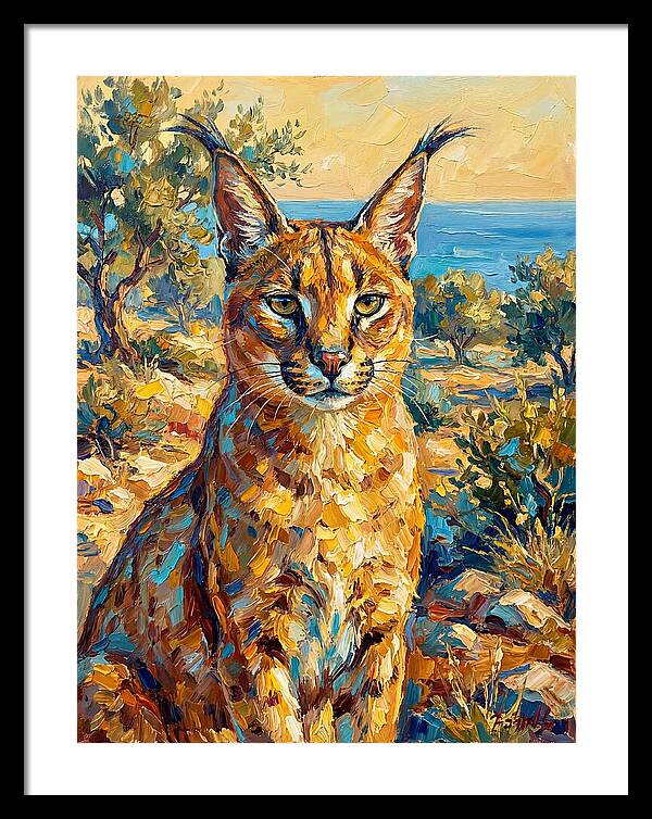 Caracal In Mediterranean Landscape