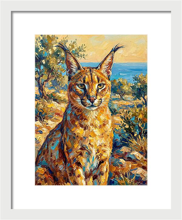 Caracal In Mediterranean Landscape