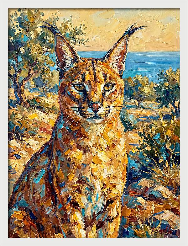 Caracal In Mediterranean Landscape