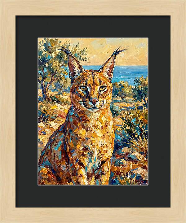 Caracal In Mediterranean Landscape