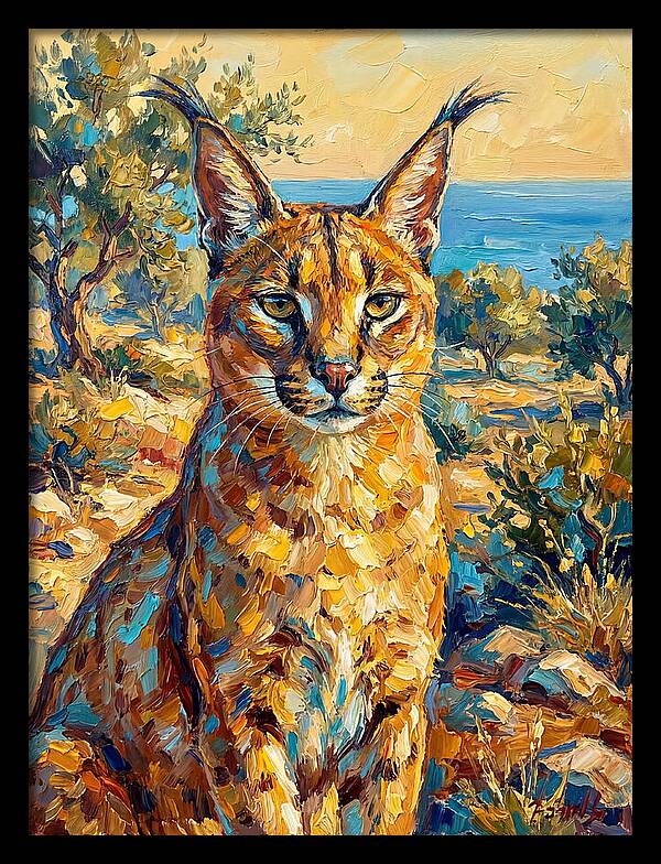 Caracal In Mediterranean Landscape