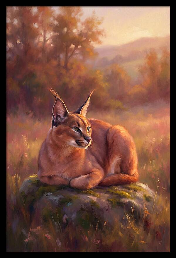 Caracal In Serene Landscape