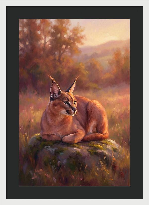 Caracal In Serene Landscape