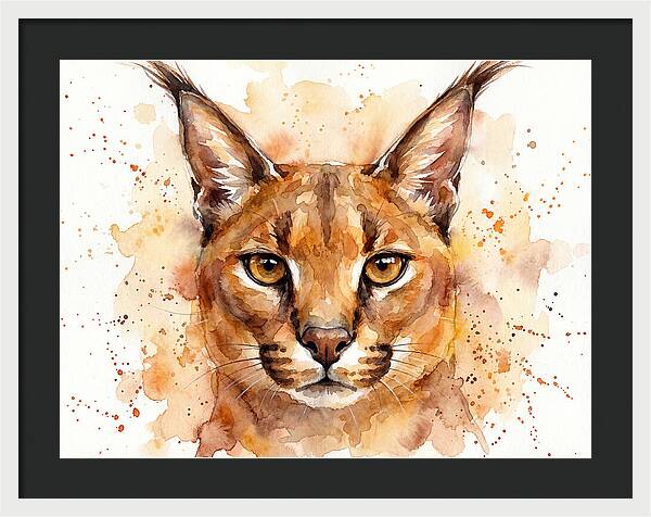 Caracal Watercolor Portrait