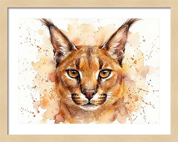 Caracal Watercolor Portrait