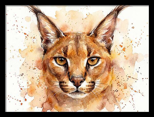 Caracal Watercolor Portrait