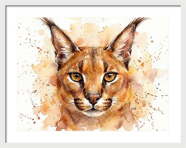 Caracal Watercolor Portrait