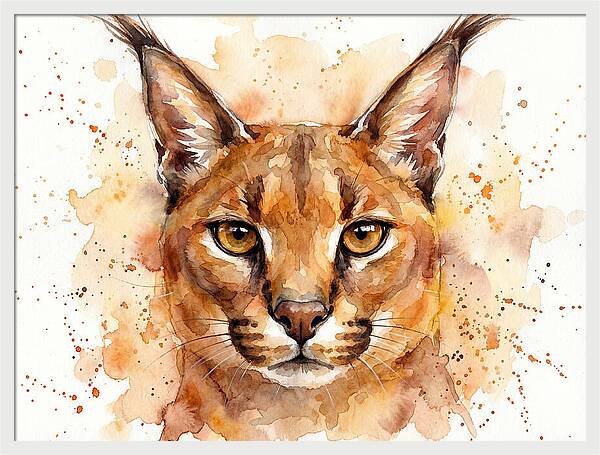 Caracal Watercolor Portrait
