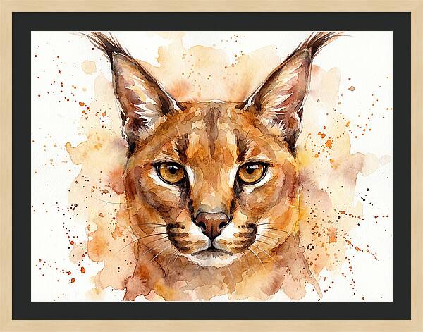 Caracal Watercolor Portrait