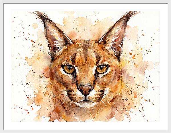 Caracal Watercolor Portrait