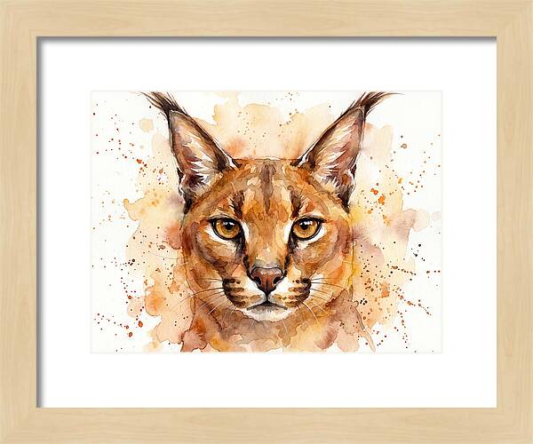 Caracal Watercolor Portrait