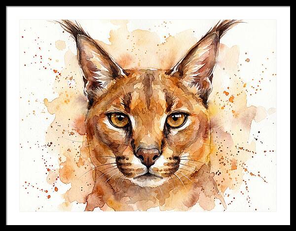 Caracal Watercolor Portrait