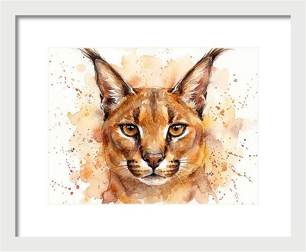 Caracal Watercolor Portrait