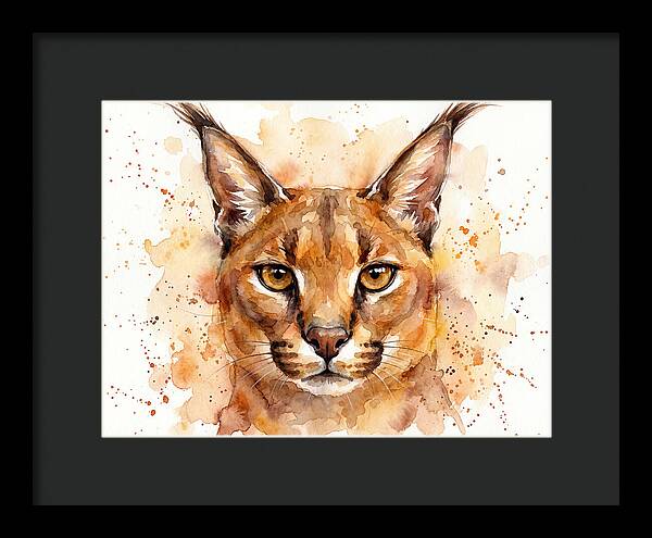 Caracal Watercolor Portrait