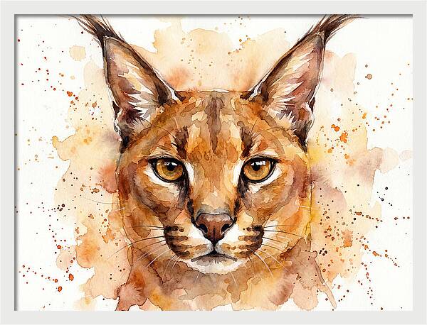 Caracal Watercolor Portrait