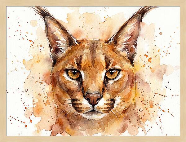 Caracal Watercolor Portrait