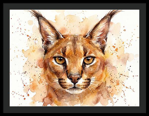 Caracal Watercolor Portrait