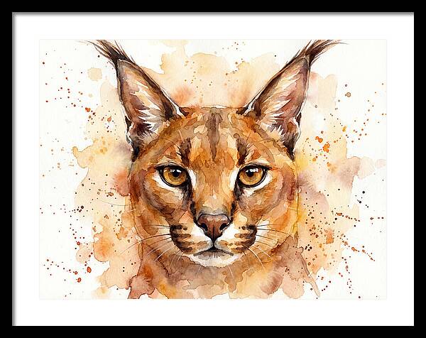 Caracal Watercolor Portrait