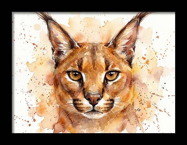 Caracal Watercolor Portrait