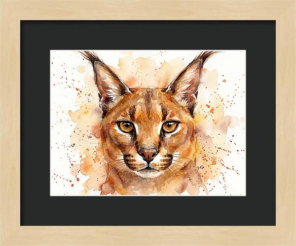 Caracal Watercolor Portrait