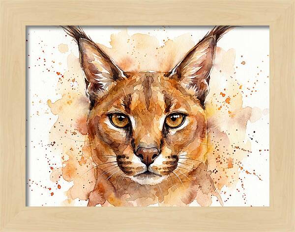 Caracal Watercolor Portrait