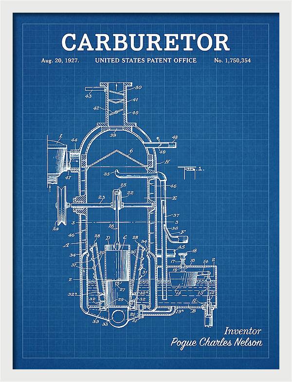 Carburetor Blueprint Patent Us1750354a