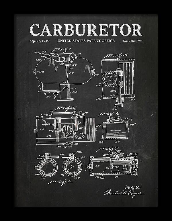Carburetor Chalkboard Patent Us2026798a