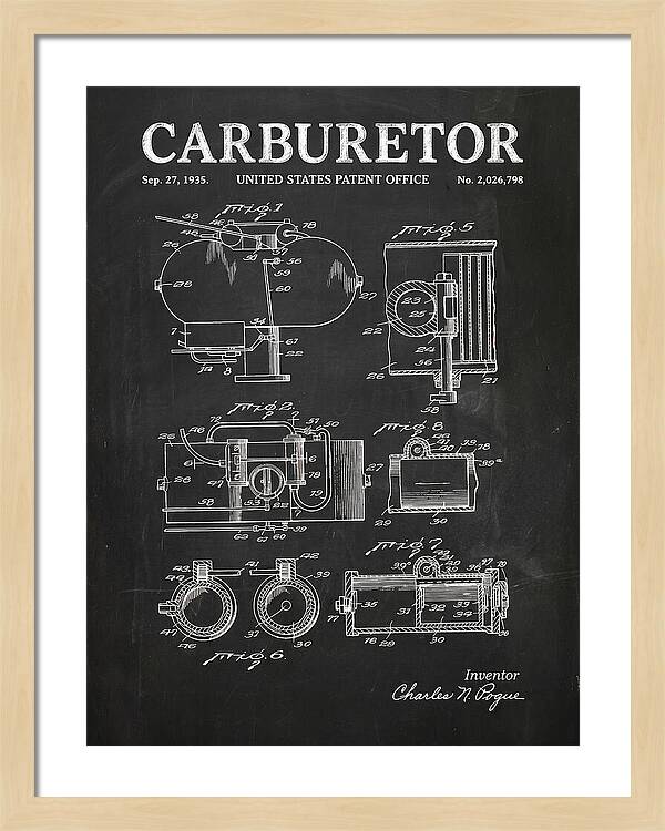Carburetor Chalkboard Patent Us2026798a
