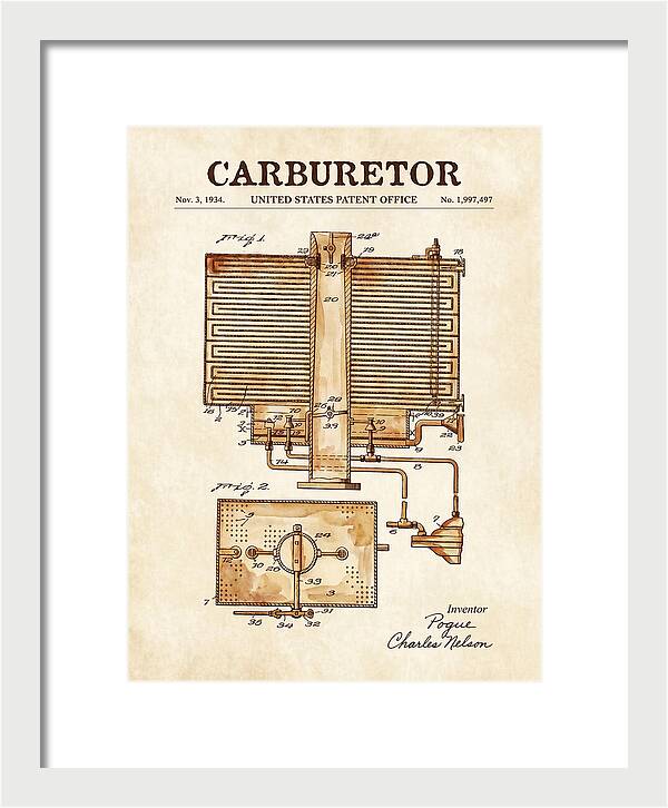Carburetor Watercolor Patent Us1997497a