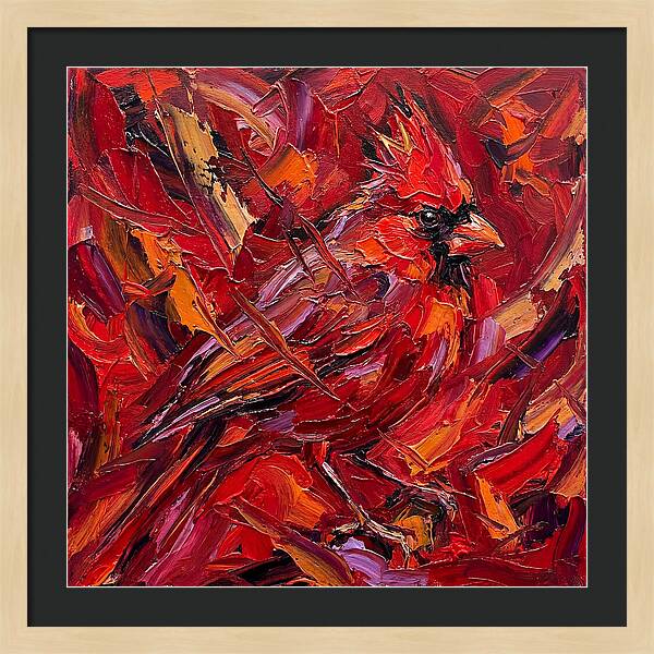 Cardinal Among Autumn Leaves