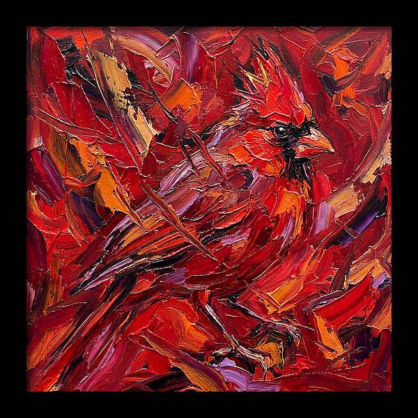 Cardinal Among Autumn Leaves