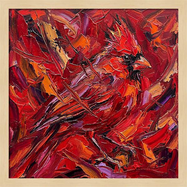 Cardinal Among Autumn Leaves