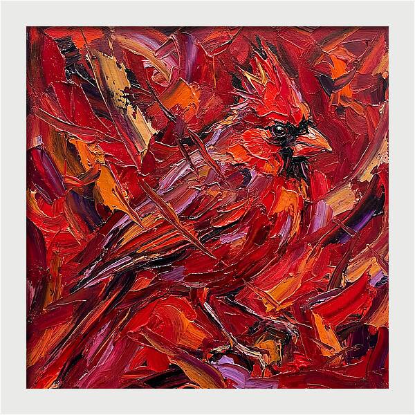 Cardinal Among Autumn Leaves