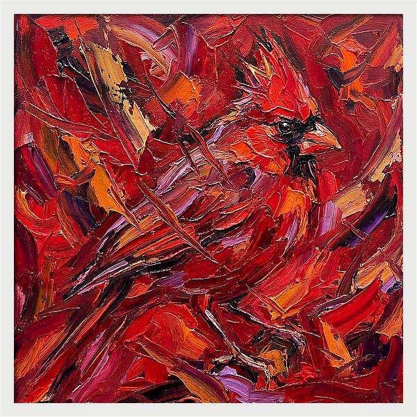 Cardinal Among Autumn Leaves