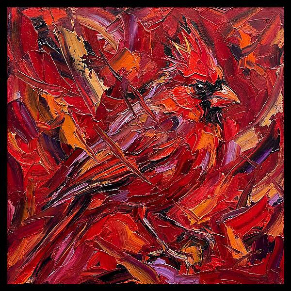 Cardinal Among Autumn Leaves