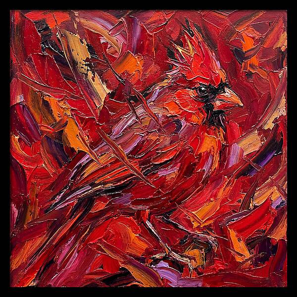 Cardinal Among Autumn Leaves