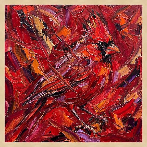 Cardinal Among Autumn Leaves